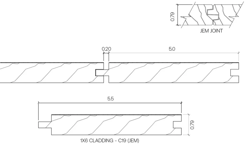 Benchmark Pine Cladding 1x6 C19 (JEM) - Thermory USA