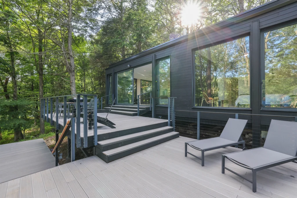 back deck area of camp double oak with ignite spruce cladding