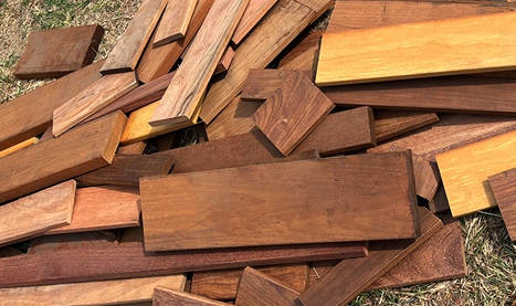 Board scrap pile