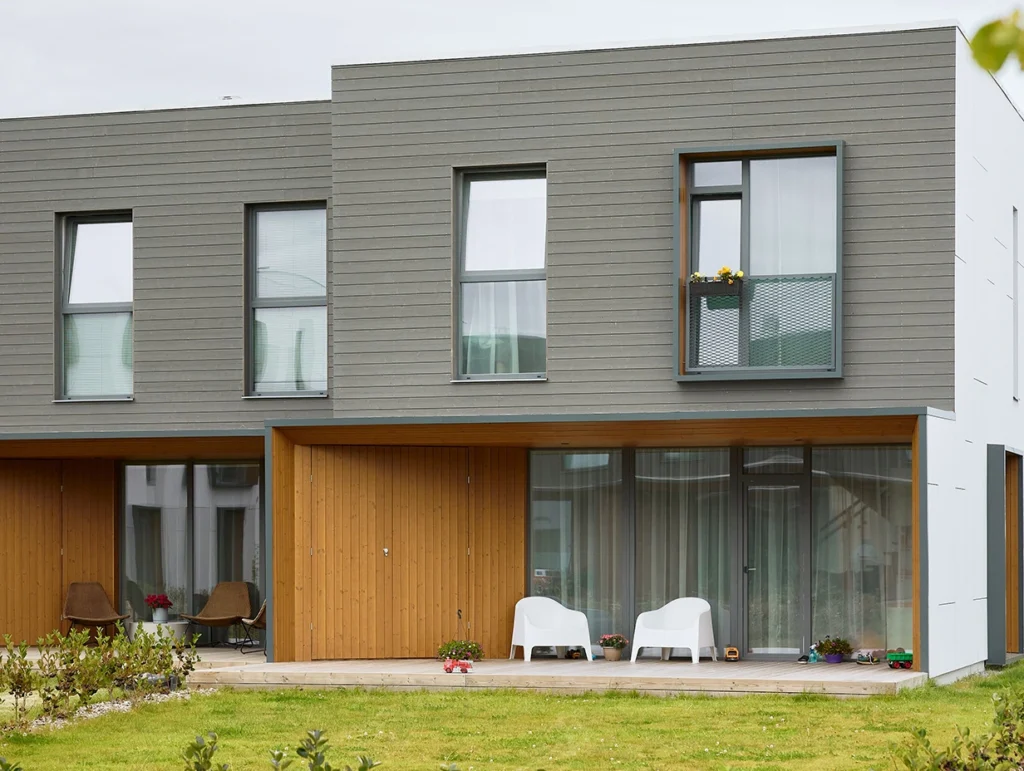 Thermory Cladding finished with Vivid by Thermory