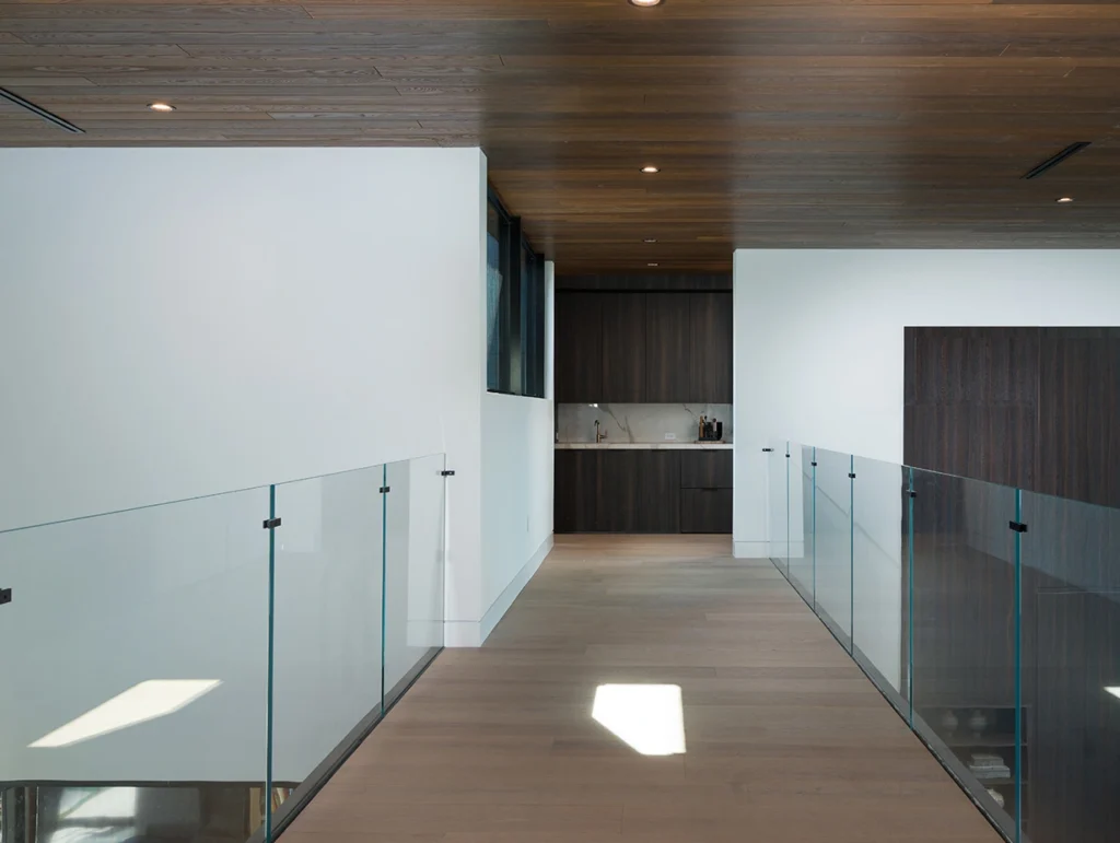 Benchmark Ash by Thermory ceiling finished with Vivid by Thermory