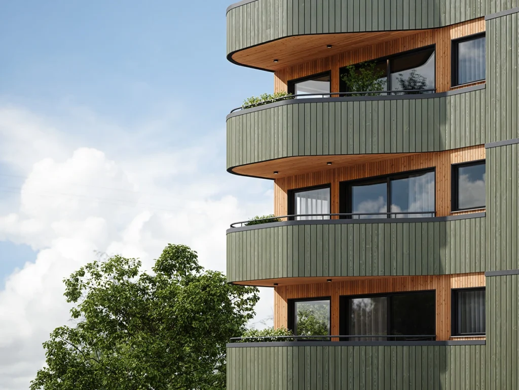 Custom finished apartments with Vivid by Thermory