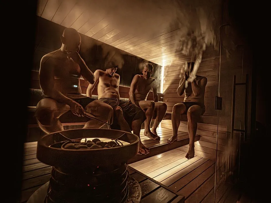 Estonian's using a modern sauna.