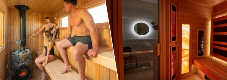 Traditional custom Thermory Finnish sauna vs a Thermory custom material Infrared sauna