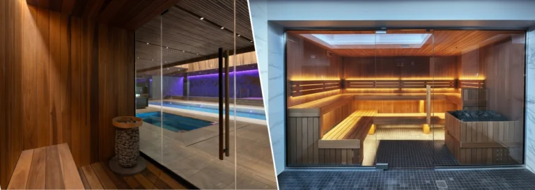 Photo of Thermory Magnolia Baltimore Ravens Sauna and LA Dodgers Thermo-Aspen Sauna next to each other as a cover photo