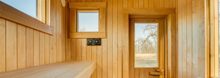 sauna made with Thermory thermo-aspen sauna materials