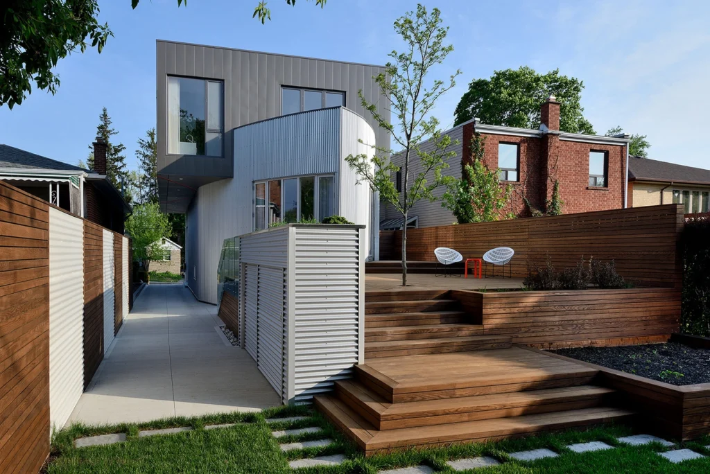 home in Ontario with benchmark ash decking and cladding