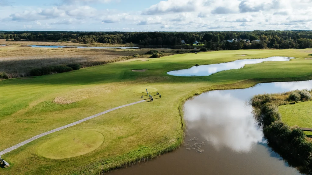 drone view of golf competition at thermory summit